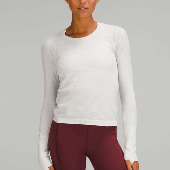 Lululemon Swiftly Tech White Long Sleeve Waist Length Shirt Top (size 12) - Picture 10 of 10